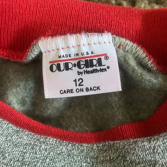 Unique Vintage girls 2piece “Our Girl” Red & Green striped skirt & top set Sz 12 - Picture 8 of 9